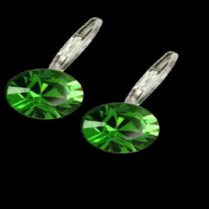 Green Swarovski Crystal Earrings.  Stainless steel dangle bling